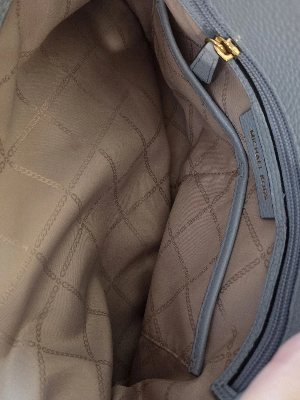 MICHAEL KORS Camille Blue Pebbled Leather Satchel Crossbody Bag